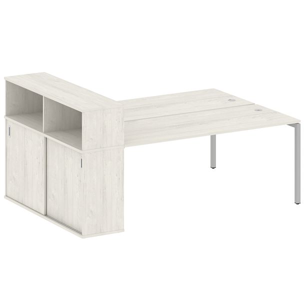 Metal System Quattro Р. ст. с шкафом-купе на П-образном м/к 40БП.РС-СШК-2.5 Т Дуб наварра/Серый металл 2210*1475*1098 - Вид 1