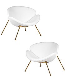 Набор 2 шт Кресло дизайнерское DOBRIN EMILY (белый винил YP17, золотое основание) - Фото предпросмотра