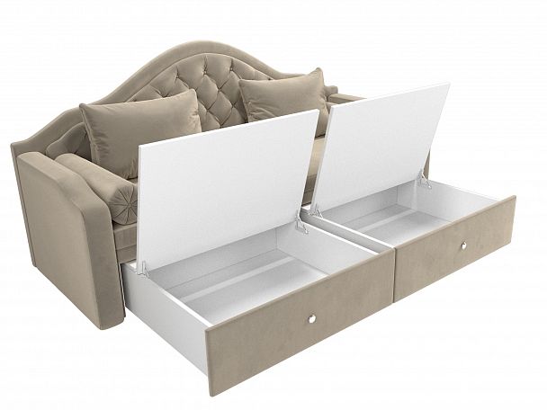 Прямой диван софа Сойер (полностью микровельвет бежевый) - Вид 6