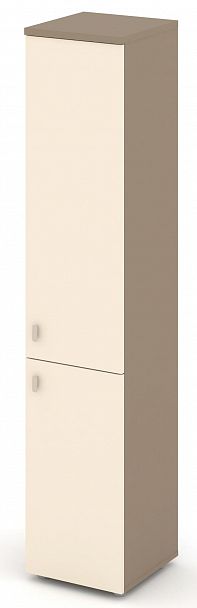 Шкаф высокий узкий (1 низкий фасад ЛДСП + 1 средний фасад ЛДСП) "ESTETICA" ES.SU-1.3  Сатин - Вид 2