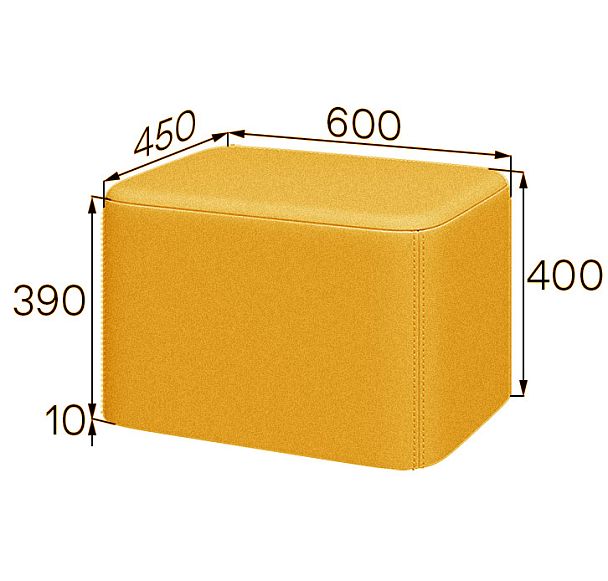 Блок. Пуф 60х40 Verona 35 (велюр) желтый БК-6040 МВК "Пуфы и банкетки"  ТК-002920003372 желтый - Вид 1