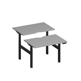 Рабочая станция на электроприводе с вырезами Elevo А2 ЧР 101.2 СЕ серый / черный гладкий - Фото предпросмотра