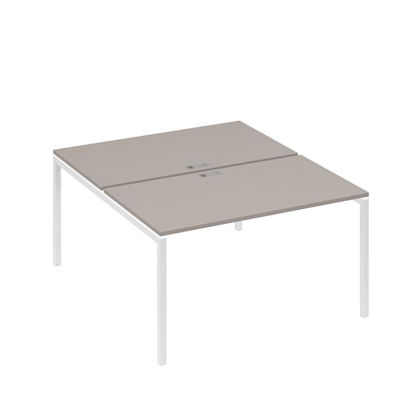 Рабочая станция 2х140 с металлокаркасом DUE A4 А4 Б2 177 БП мокко премиум / металлокаркас белый - Вид 1