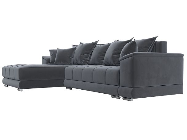Угловой диван НордСтар левый угол Велюр серый - Вид 4