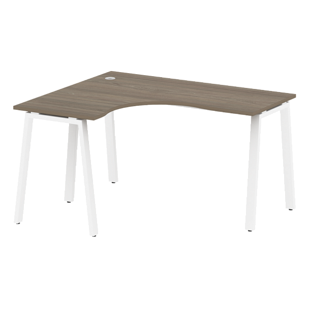 Metal System Стол криволинейный левый на А-образном м/к БА.СА-3 (L) Вяз/Белый металл 1400*1200*750 - Вид 1