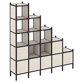 Loft Прямой стеллаж наборный VR.L-23 Денвер светлый/Чёрный металл 2110*446*2280 - Фото предпросмотра