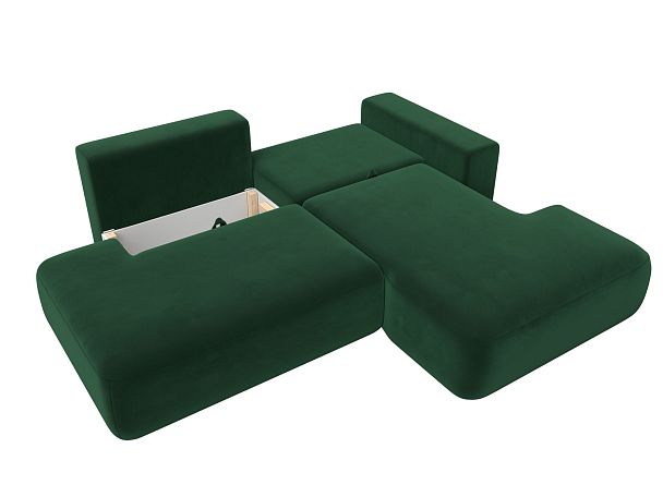 Диван угловой Лига-036 Модерн правый угол Велюр зеленый - Вид 2