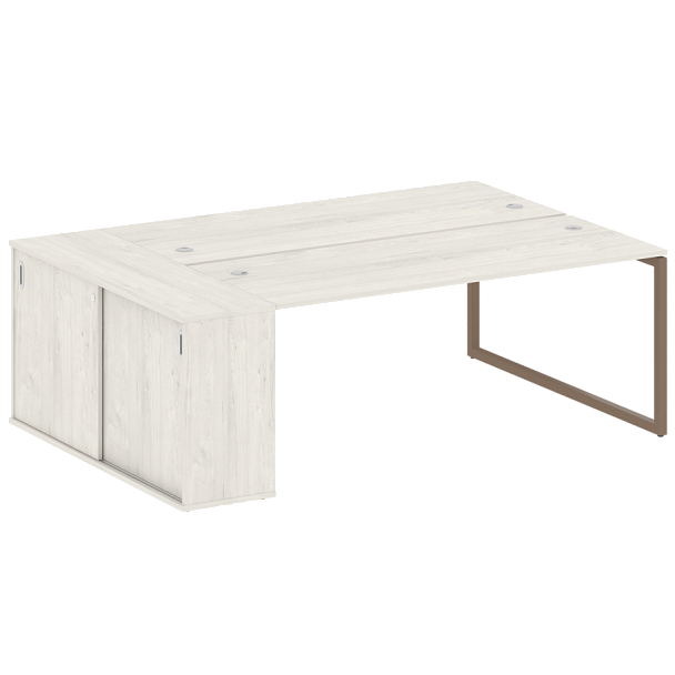 Metal System Quattro Р. ст. с шкафом-купе на О-образном м/к 40БО.РС-СШК-1.5 Т Дуб наварра/Мокко металл 2210*1475*750 - Вид 1