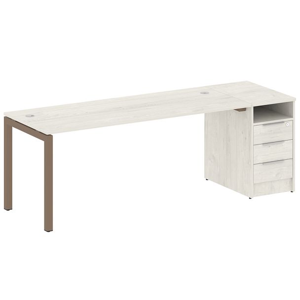 Metal System Quattro Р. ст. с тумбой на П-образном м/к 50БП.РС-СТП-1.5 Дуб наварра/Мокко металл 2212*720*750 - Вид 1