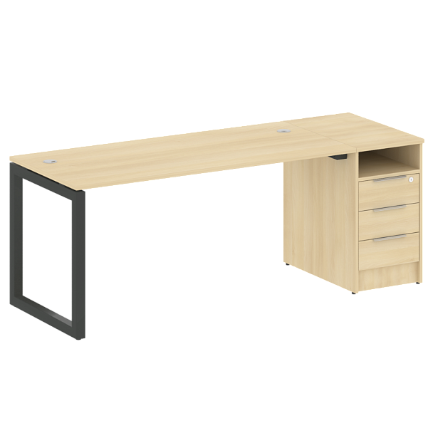 Metal System Quattro Р. ст. с тумбой на О-образном м/к 50БО.РС-СТП-1.4 Акация/Антрацит металл 2012*720*750 - Вид 1