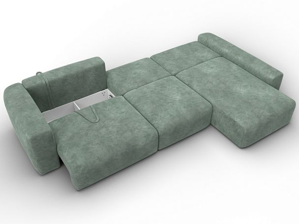 Диван угловой Лига-066 НПБ Лонг угол правый Велюр зеленый - Вид 10