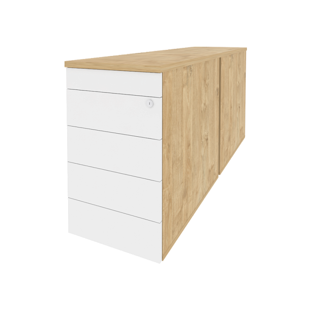 Onix Тумба двойная приставная/опорная (TIP-ON) O.TPO-2.8 TIP Тиквуд светлый/Белый бриллиант 432*1635*750 - Вид 1