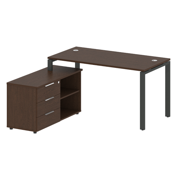 Metal System Р. ст. с тумбой на П-образном м/к БП.РС-СТС-2.3 (L) Венге/Антрацит металл 1500*1520*750 - Вид 1