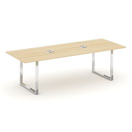 Style Project Direct Lux Стол переговорный M-SN-6O.SPRG-258 Акация Лорка/Нержавеющая Сталь/Хром 2580*980*25 - Фото предпросмотра