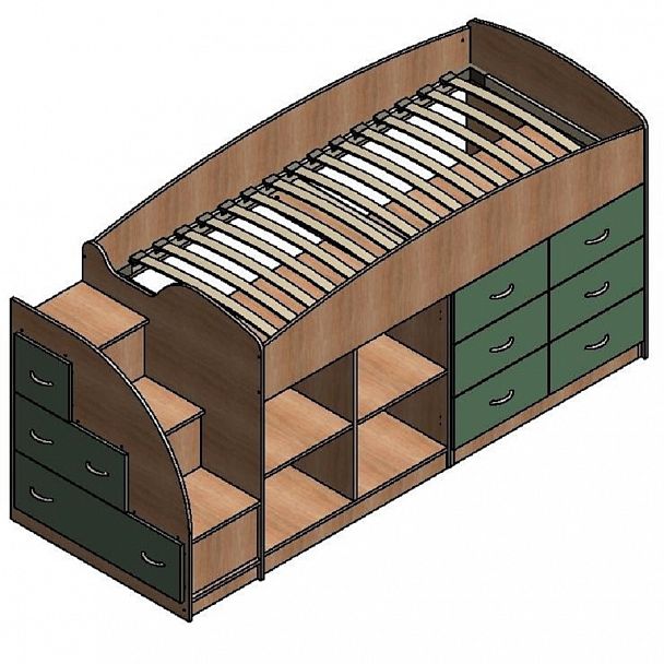 Кровать-чердак "Дюймовочка-4.1" дуб/венге - Вид 2