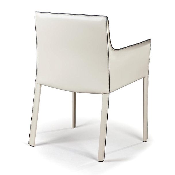 Стул с подлокотниками Barrie, кожа бежевый - Вид 6