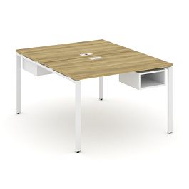 Concept Рабочая станция 2 сторонняя с подвесными тумбами на 2 места CN.DRS-102 Дуб Винченцо/Белый Бриллиант/Металл Белый 1180*1480*750 - Фото предпросмотра