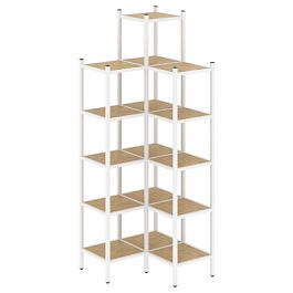 Loft Угловой внутренний стеллаж наборный VR.L-46 Тиквуд светлый/Белый металл 862*862*2280 - Фото предпросмотра