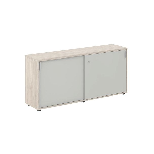 Шкаф купе 1638х400х750 низкий, с замком / корпус: дуб светлый, фасады: серый бархат Сигма / Sigma - Вид 1