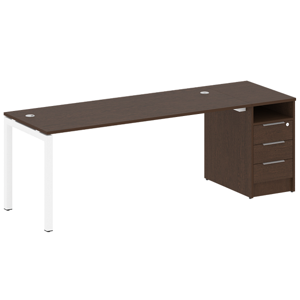 Metal System Quattro Р. ст. с тумбой на П-образном м/к 50БП.РС-СТП-1.5 Венге/Белый металл 2212*720*750 - Вид 1