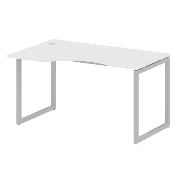 Metal System Quattro Стол криволинейный левый на О-образном м/к 40БО.СА-2 (L) Белый/Серый металл 1400*900*750 - Вид 1