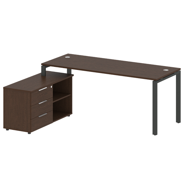 Metal System Р. ст. с тумбой на П-образном м/к БП.РС-СТС-2.5 (L) Венге/Антрацит металл 1900*1520*750 - Вид 1