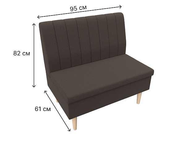 Диван прямой Мини Рогожка коричневый - Вид 8