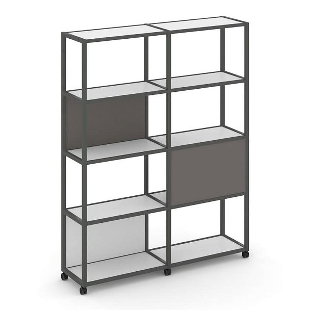 Shelf Mobile Стеллаж 5 уровней 2 секции VR.LT-STK-512.12 Белый Бриллиант/Металл Антрацит/W-26 2370*400*2000 - Вид 1