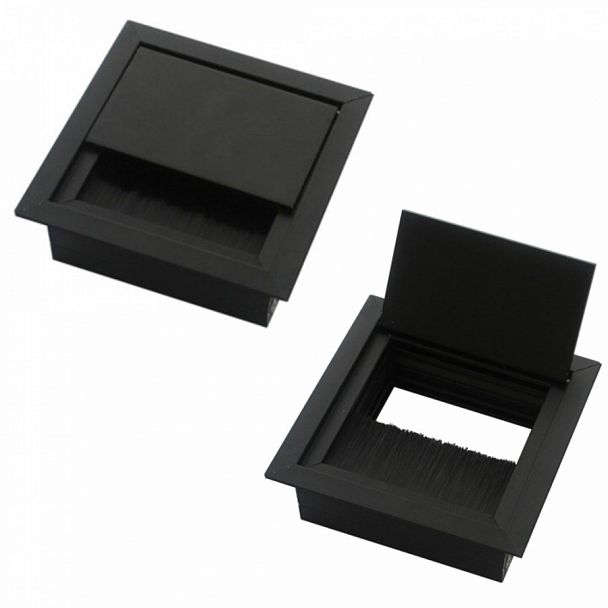 Лючок прямоугольный, металлический Кабель-менеджмент 8x8x2,8 черный - Вид 1