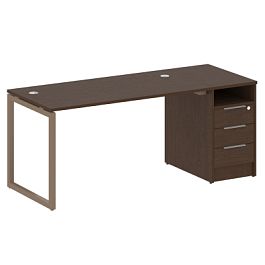 Metal System Quattro Р. ст. с тумбой на О-образном м/к 40БО.РС-СТП-1.3 Венге/Мокко металл 1812*720*750 - Фото предпросмотра