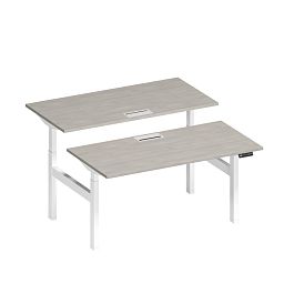 Рабочая станция на электроприводе с заглушками Elevo А2 БГ 103 ДШ дуб шамони/ белый гладкий - Фото предпросмотра