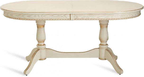 Стол деревянный раздвижной Барэнт 170(220)х90х76 Слоновая кость с золотой патиной - Вид 2