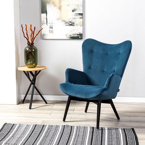 Кресло Хайбэк синий/венге - Вид 10