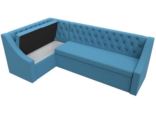 Диван кухонный угловой Мерлин левый угол Рогожка голубой - Вид 7