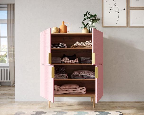 Большой комод с четырьмя дверками Line LN03/GR1/pink - Вид 2