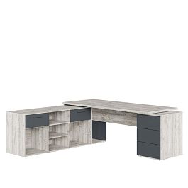 Стол письменный на креденции и тумбе Zion Light 218x205x75 дуб нордик - Фото предпросмотра