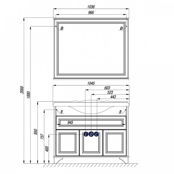 Тумба с раковиной "Идель 105" - Вид 2