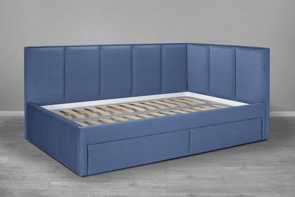 Кровать «Лайф с ящиками», 900 голубая - Вид 1