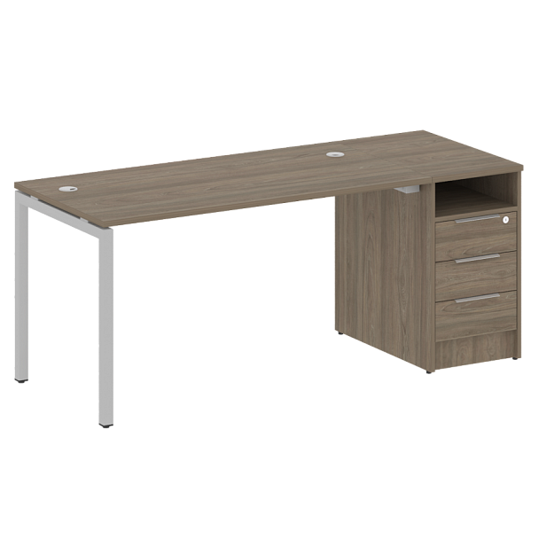 Metal System Quattro Р. ст. с тумбой на П-образном м/к 40БП.РС-СТП-1.3 Вяз/Серый металл 1812*720*750 - Вид 1