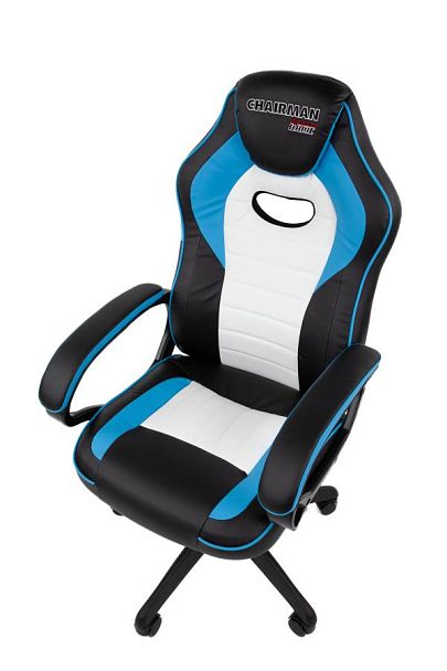 Кресло Chairman game 16 Россия экокожа черный/голубой/белый - Вид 9