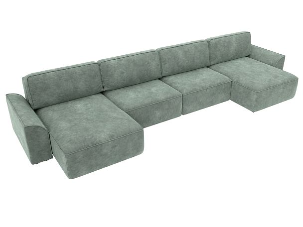 Диван п-образный Лига-048 НПБ лонг Велюр зеленый - Вид 6