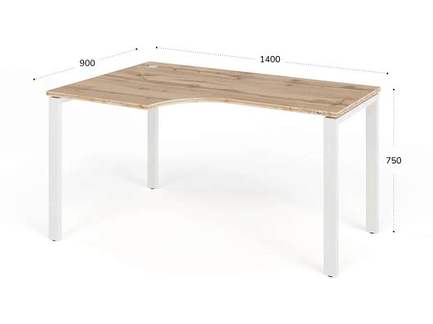 TANDEM RTD074-MK-140L-V Стол угловой на металлокаркасе левый 1400х900х750 Вотан/Белый - Вид 2