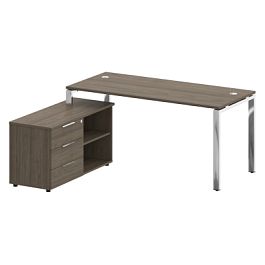 Metal System Direct Стол руковододителя с тумбой левый БГ.СРТ-4.7 (L) Вяз/Нерж. сталь 1700*1520*750 - Фото предпросмотра