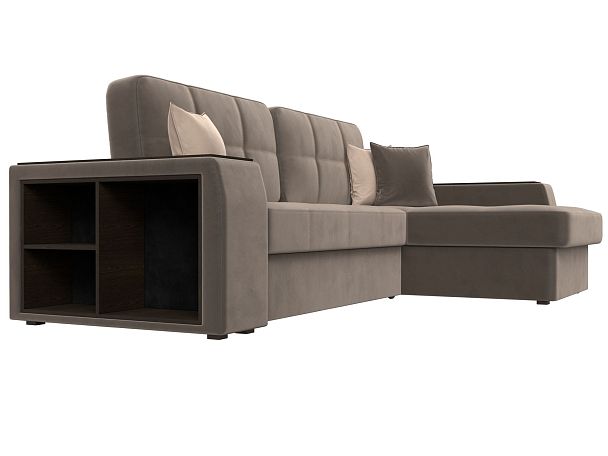 Угловой диван Брюссель правый (полностью велюр коричневый) - Вид 3