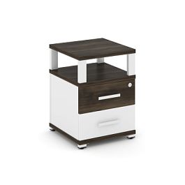 Concept Тумба приставная 2 ящ. с надставкой CN.TUP-002 W Дуб Мали/Белый Бриллиант/Металл Белый 420*420*583 - Фото предпросмотра