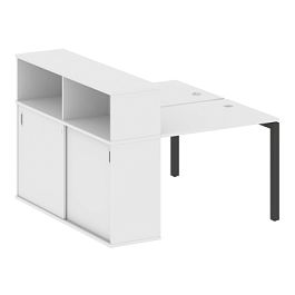 Metal System Quattro Р. ст. с шкафом-купе на П-образном м/к 50БП.РС-СШК-2.1 Т Белый/Антрацит металл 1410*1475*1098 - Фото предпросмотра