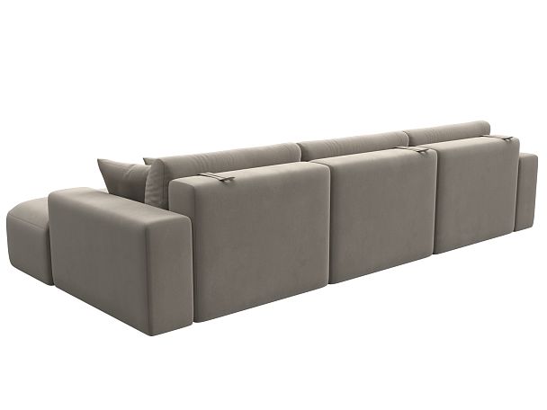 Диван угловой Лига-036 Классик Лонг правый угол Микровельвет бежевый - Вид 6