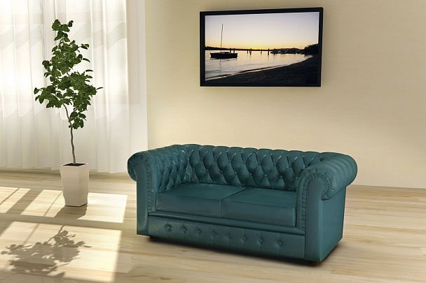 Диван двухместный Chesterton 176x90x80 чёрный - Вид 2