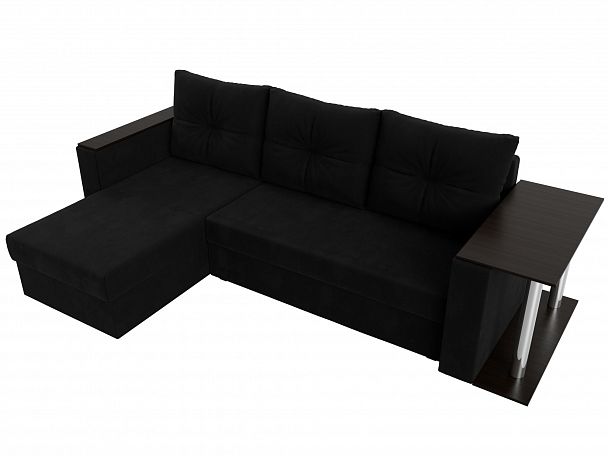 Угловой диван Атланта Лайт левый (полностью микровельвет черный) - Вид 5