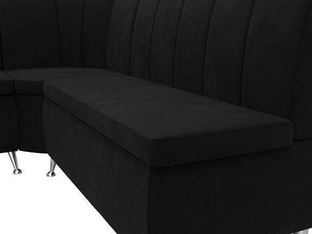 Кухонный угловой диван Кантри левый (полностью микровельвет черный) - Вид 4